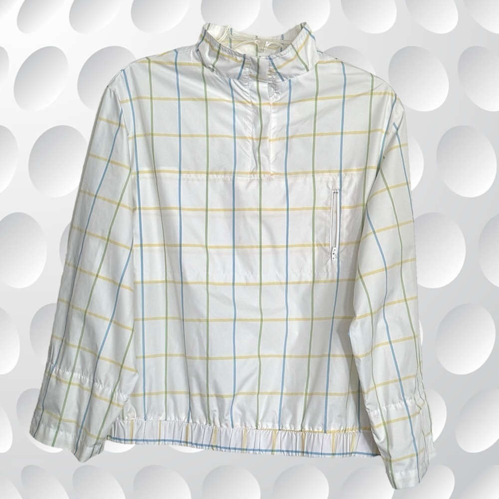 LIZ GOLF Size XL Pastel Plaid Mesh Lined Pullover Windbreaker Jacket